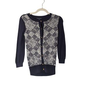 Tommy Hilfiger Navy Gingham Cardigan Sweater Size XS